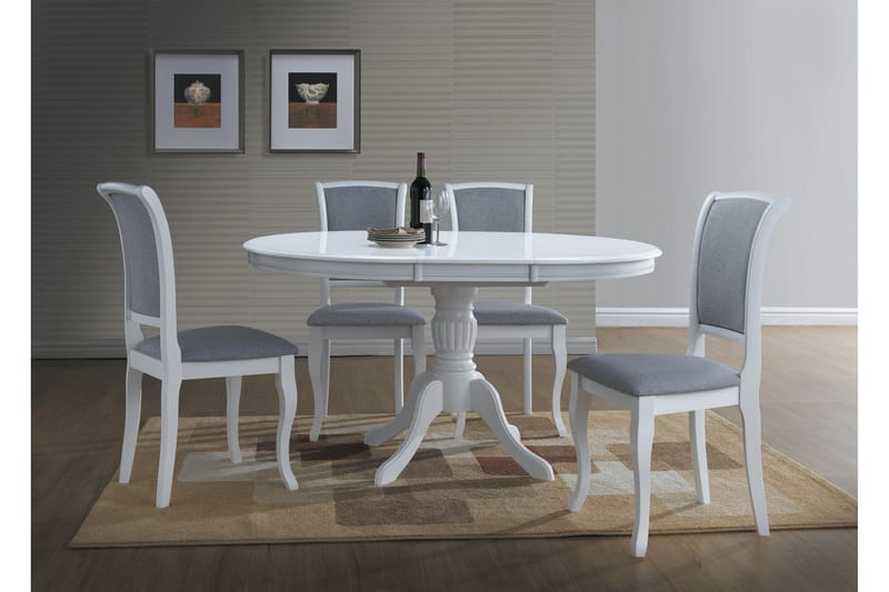 Critz Udvideligt Spisebord 106-141 cm Ovalt - Hvid - Spisebord og køkkenbord
