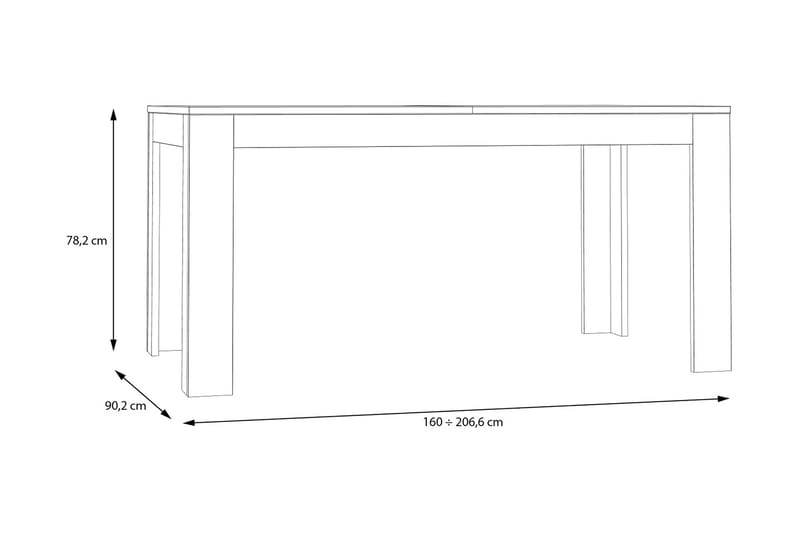 Delchevo Udvideligt Matbord 160 cm - Brun/Hvid - Spisebord og køkkenbord
