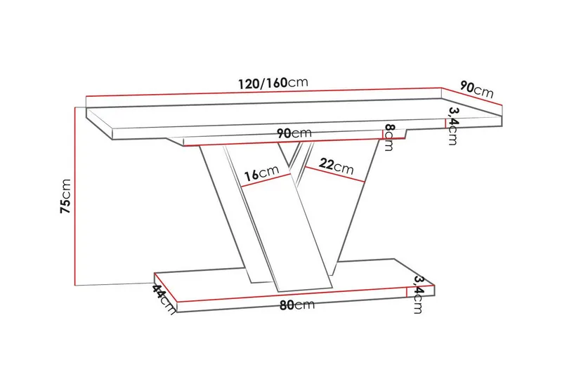 Denogal Matbord 90 cm Black high gloss - Møbler - Borde - Spisebord og køkkenbord