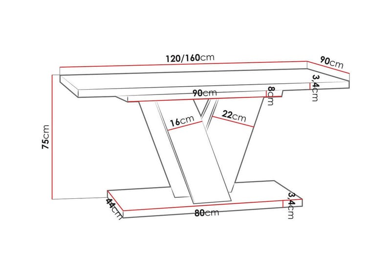 Denogal Matbord 90 cm Black high gloss - Møbler - Borde - Spisebord og køkkenbord