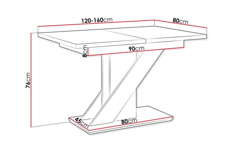 Denogal Spisebord 80 cm - Sort højglans - Møbler - Borde - Spisebord og køkkenbord