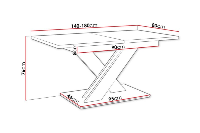 Denogal Spisebord 80 cm - Sort højglans - Møbler - Borde - Spisebord og køkkenbord