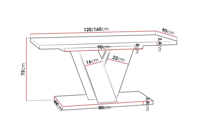 Denogal Spisebord 90 cm - Sort højglans - Møbler - Borde - Spisebord og køkkenbord