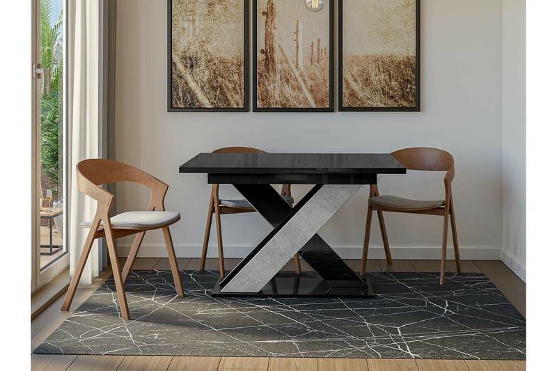 Denogal Spisebord 90 cm - Sort højglans - Møbler - Borde - Spisebord og køkkenbord