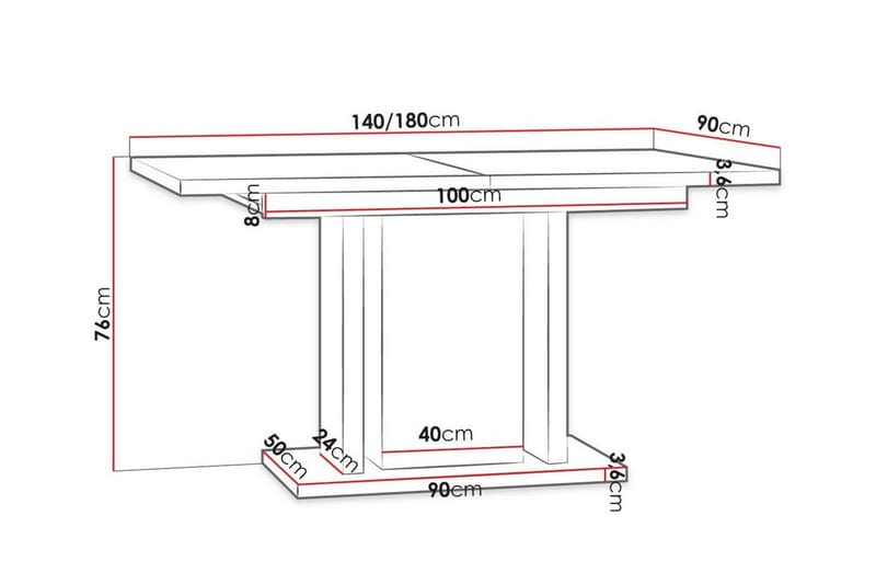 Denogal Spisebord 90 cm - Sort - Møbler - Borde - Spisebord og køkkenbord