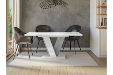 Denogal Udtrækkeligt Rektangulært Spisebord 120 cm med Betonudseende - Hvid - Møbler - Borde - Spisebord og køkkenbord