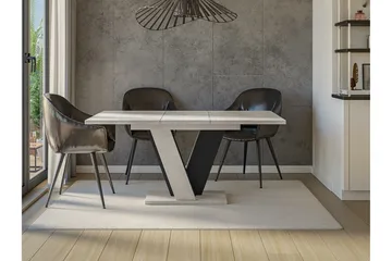 Denogal Udtrækkeligt Rektangulært Spisebord 120 cm med Betonudseende - Lysegrå - Møbler - Borde - Spisebord og køkkenbord