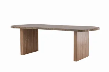 Eleonora Stort Asymmetrisk Spisebord 230 cm i Træ med Valnød- og Marmorudseende - Brun - Møbler - Borde - Spisebord og køkkenbord