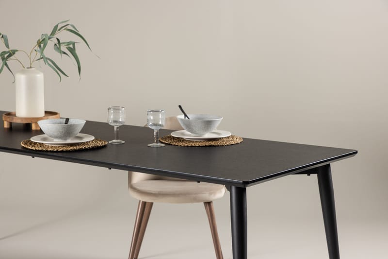 Ellis Stort Rektangulært Spisebord 230 cm med Metaludseende - Sort - Møbler - Borde - Spisebord og køkkenbord