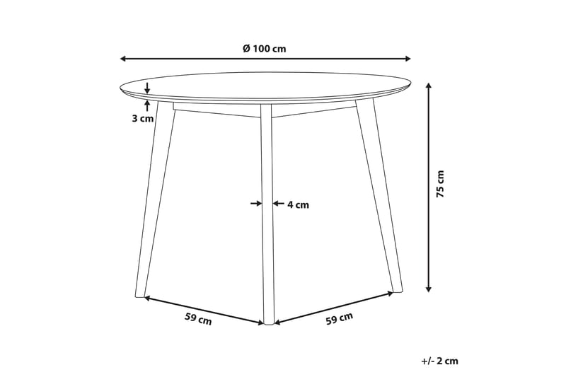 Emeroo Spisebord 100 cm - Hvid - Spisebord og køkkenbord