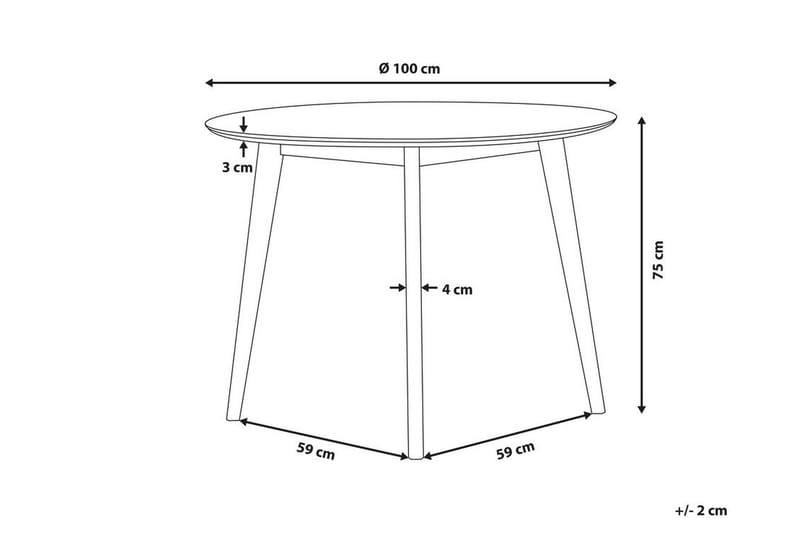 Emeroo Spisebord 100 cm - Hvid - Spisebord og køkkenbord