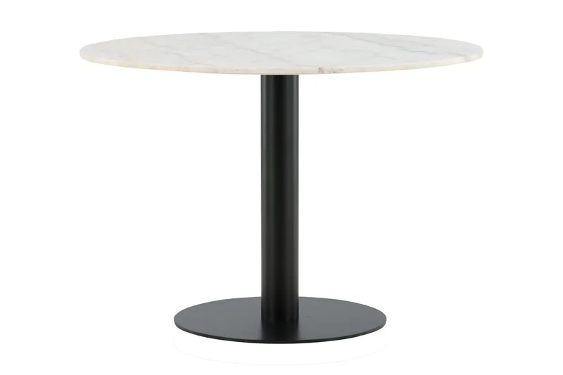 Estelle Spisebord 106 cm Rund Marmor - Hvid/Sort - Møbler - Borde - Spisebord og køkkenbord