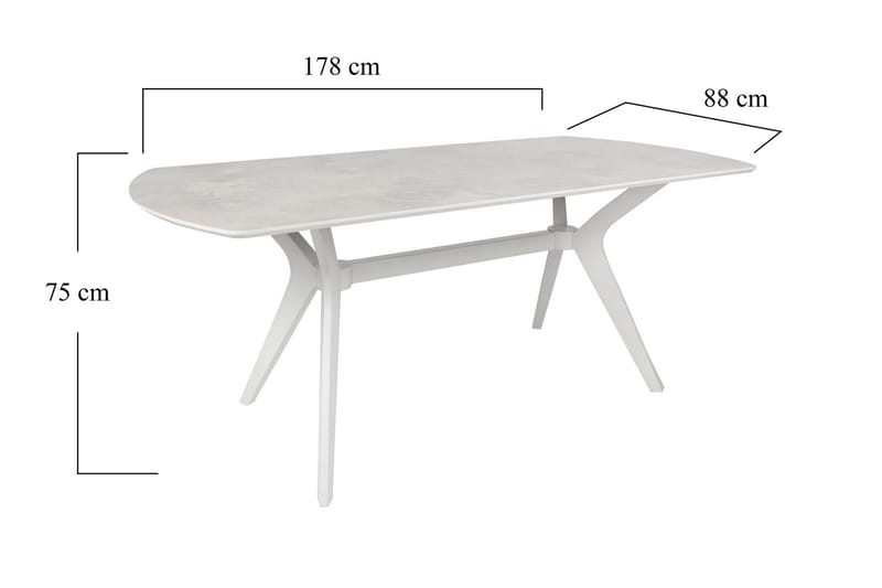 Frascone Spisebord 180x75x180 cm - Hvid - Spisebord og køkkenbord