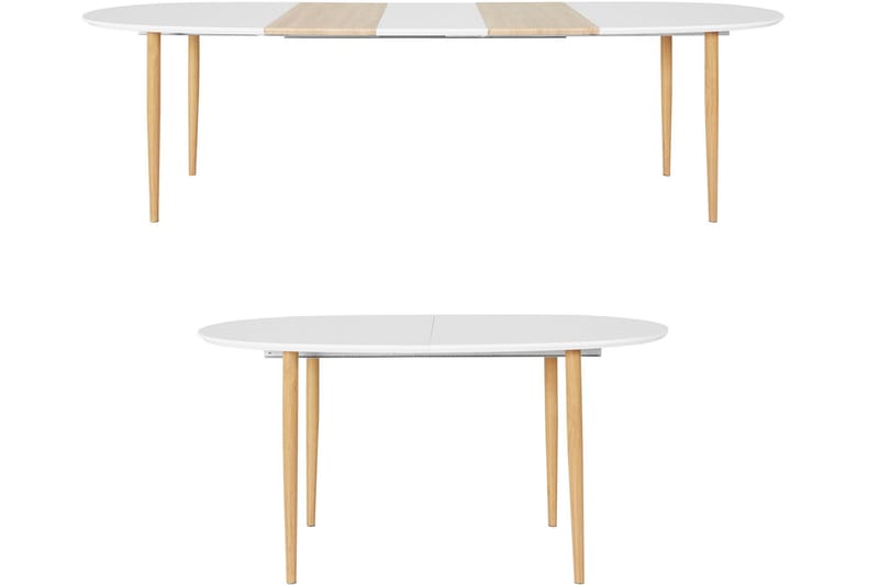 Gaeta Spisebord Ovalt 160 cm - Hvid/Natur - Møbler - Borde - Spisebord og køkkenbord