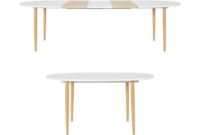 Gaeta Spisebord Ovalt 160 cm - Hvid/Natur - Spisebord og køkkenbord