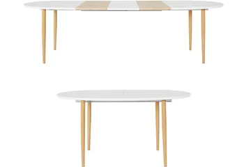 Gaeta Spisebord Ovalt 160 cm - Hvid/Natur - Møbler - Borde - Spisebord og køkkenbord