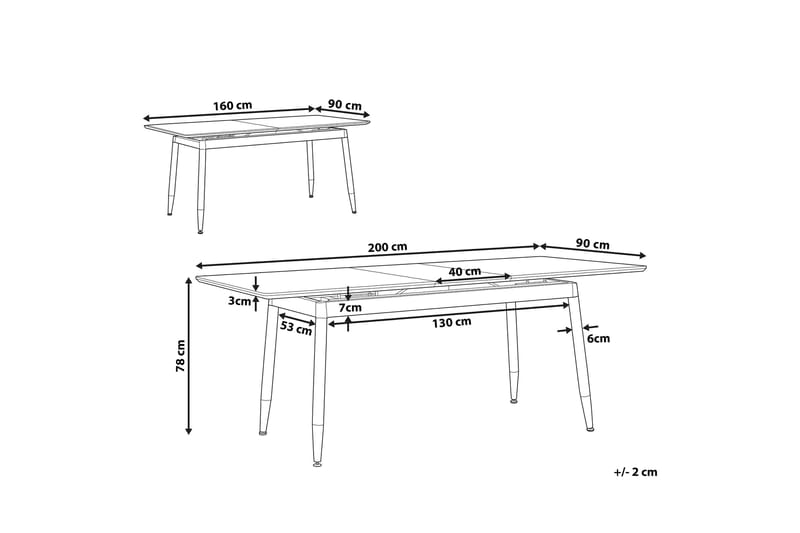 Galice Spisebord 200 cm - Natur/Sort/Guld - Møbler - Borde - Spisebord og køkkenbord