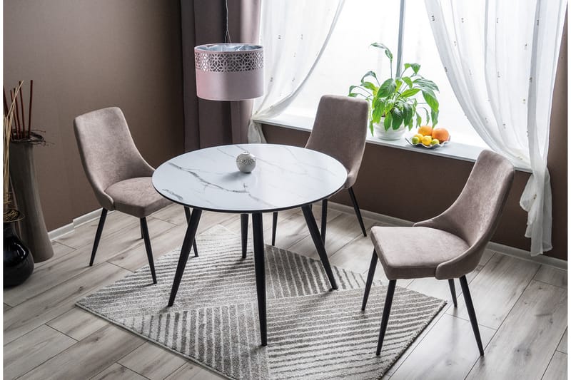 Guarani Spisebord 100 cm Rundt - Glas/Hvid/Sort - Møbler - Borde - Spisebord og køkkenbord