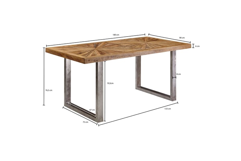 Gulshan Spisebord 180 cm - Brun/Sølv - Spisebord og køkkenbord