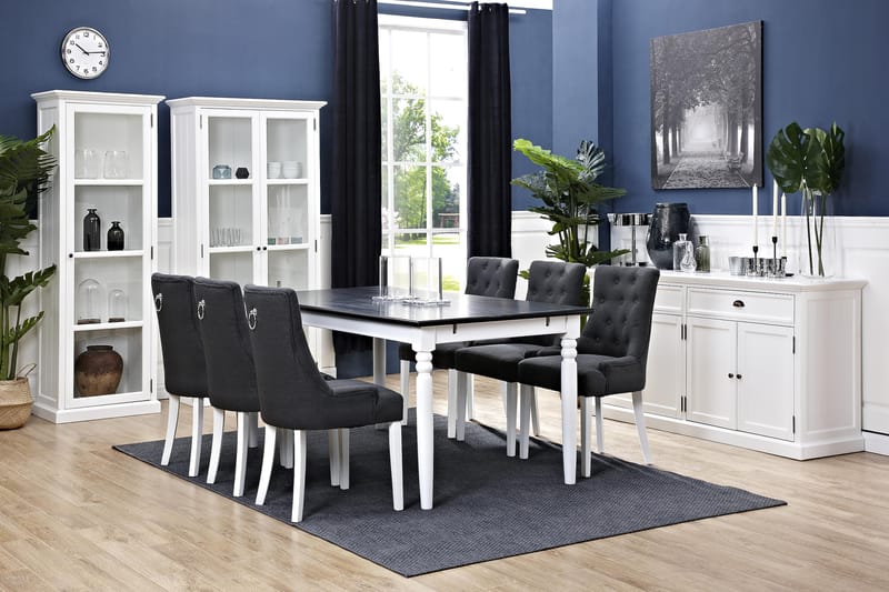 Hampton Spisebord 190cm Mahognifinér - Hvid/Sort - Spisebord og køkkenbord