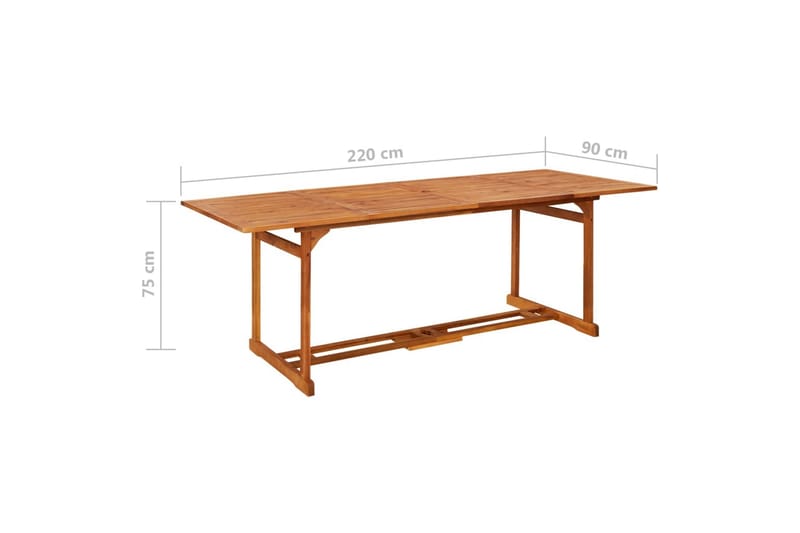 havebord 220x90x75 cm massivt akacietræ - Brun - Spisebord og køkkenbord
