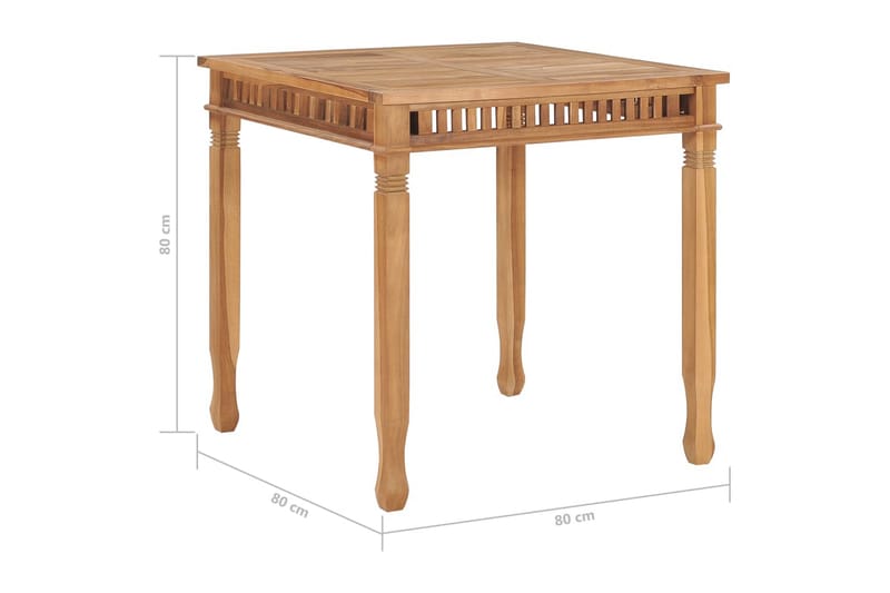 Havebord 80x80x80 cm Massivt Teaktræ - Brun - Spisebord og køkkenbord