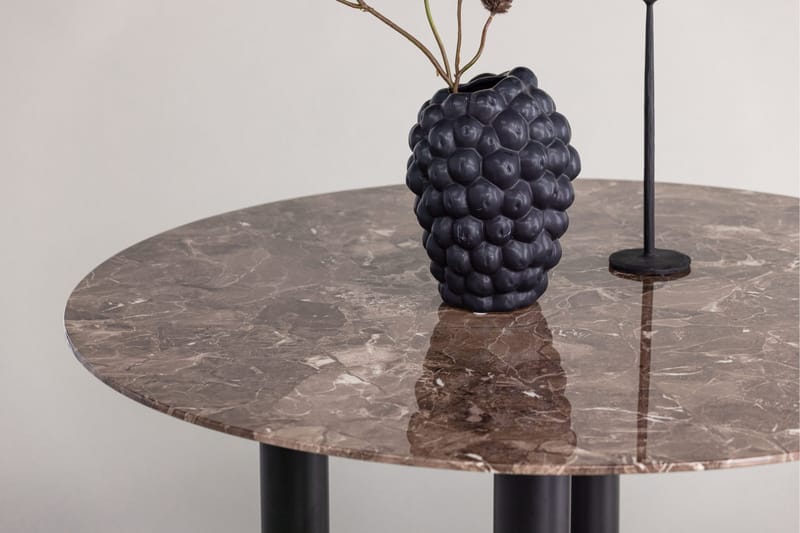 Havsten Rundt Spisebord 106 cm i Glas med Marmorudseende - Sort - Møbler - Borde - Spisebord og køkkenbord