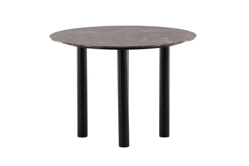 Havsten Rundt Spisebord 106 cm i Glas med Marmorudseende, Sort