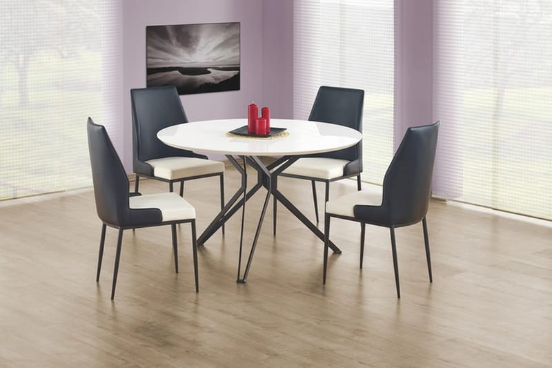 Hermelinda Spisebord 120 cm - Hvid/Sort - Spisebord og køkkenbord