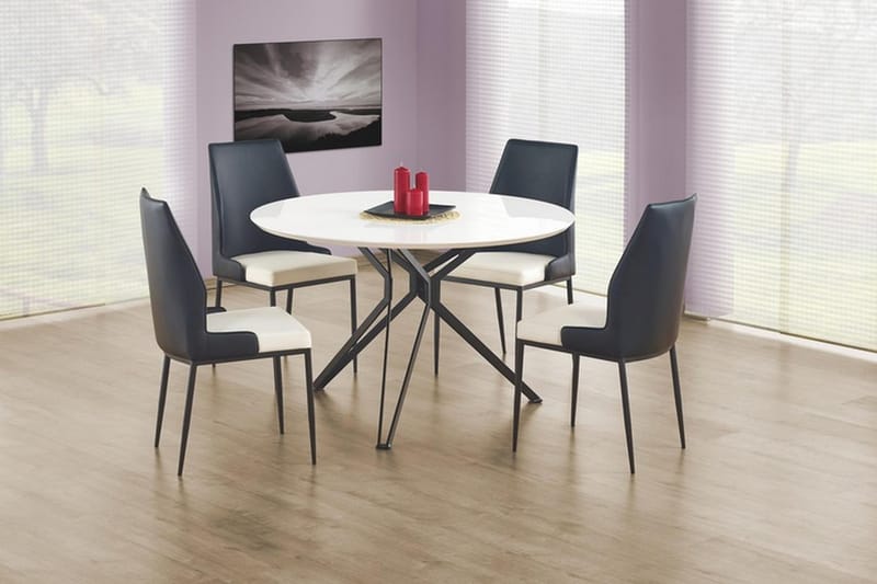 Hermelinda Spisebord 120 cm - Hvid/Sort - Spisebord og køkkenbord