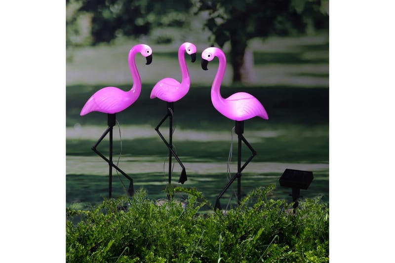 HI soldrevet havelampe Flamingo 3 stk. - Rød - Spisebord og køkkenbord