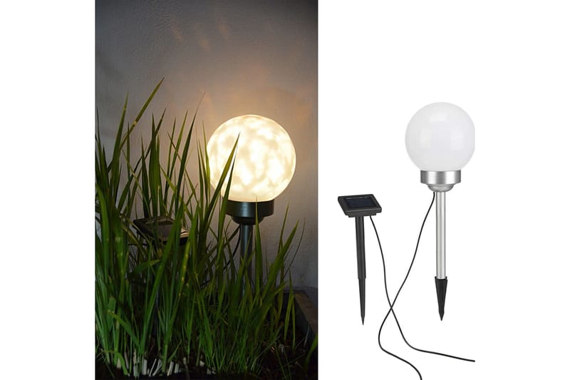 HI soldrevet roterende LED-havelampe kugleformet 15 cm - Hvid - Spisebord og køkkenbord