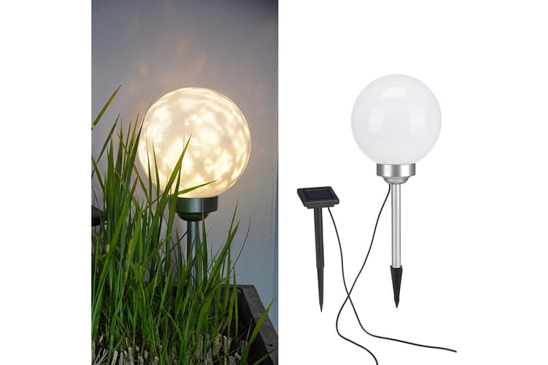 HI soldrevet roterende LED-havelampe kugleformet 20 cm - Hvid - Spisebord og køkkenbord