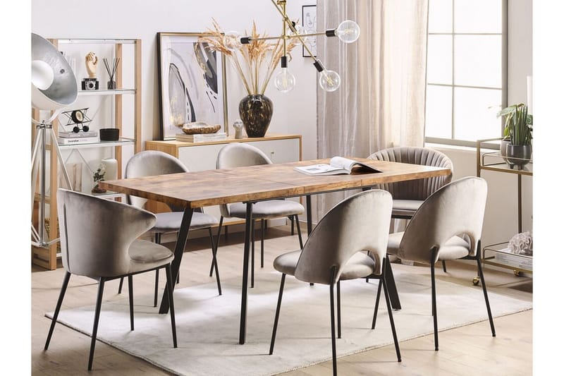 Housham Spisebord 180 cm Sammenfoldeligt - Lysebrun/Sort - Møbler - Borde - Spisebord og køkkenbord