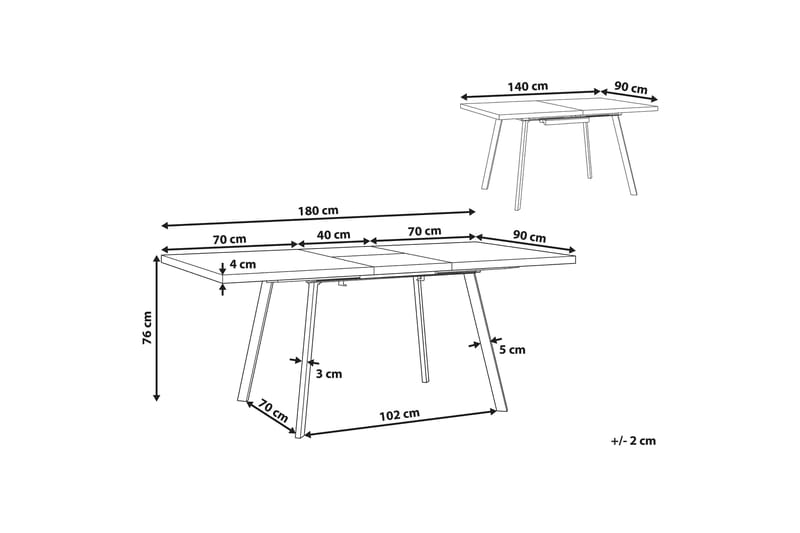 Housham Spisebord 180 cm Sammenfoldeligt - Lysebrun/Sort - Møbler - Borde - Spisebord og køkkenbord