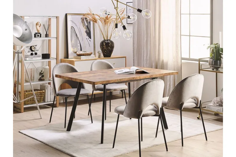 Housham Spisebord 180 cm Sammenfoldeligt - Lysebrun/Sort - Møbler - Borde - Spisebord og køkkenbord