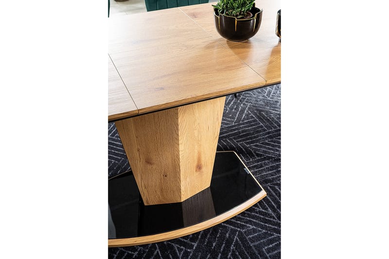 Huston Udvideligt Spisebord 120 cm - Glas/Eg/Sort - Spisebord og køkkenbord