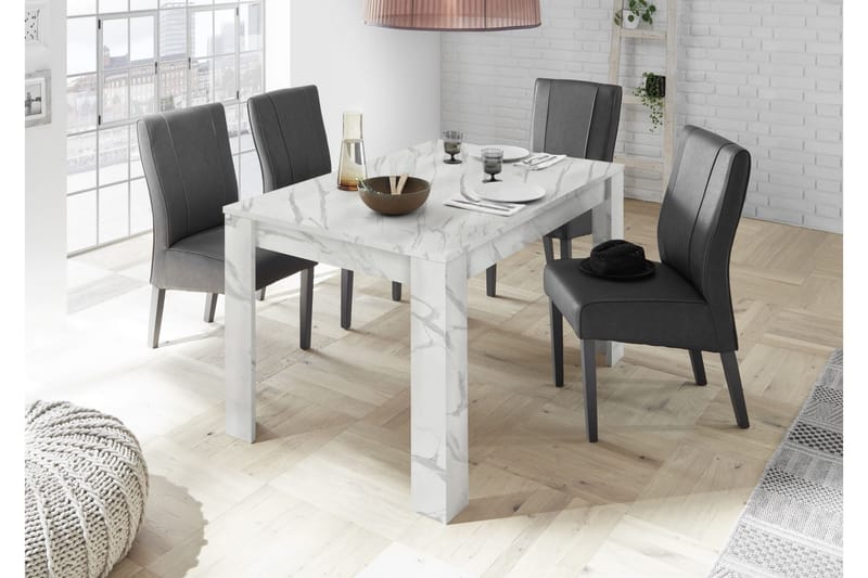 Ice Udvideligt Spisebord 137 cm - Hvid Marmor - Spisebord og køkkenbord