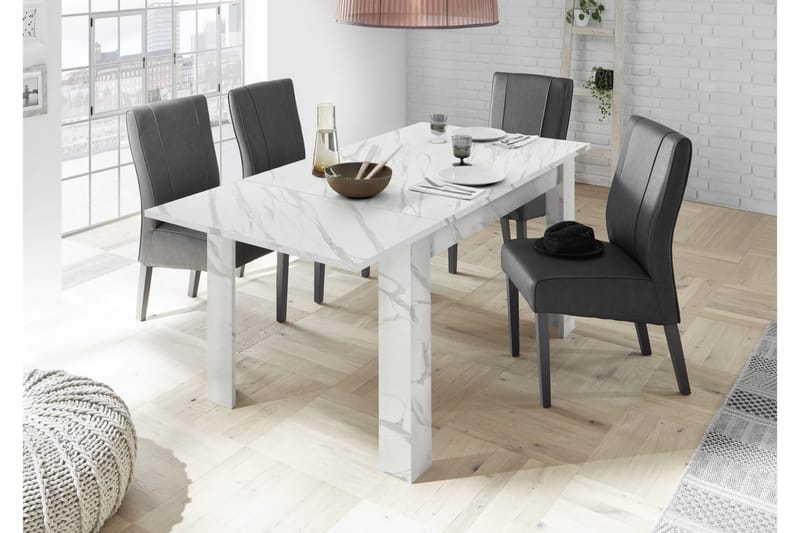 Ice Udvideligt Spisebord 137 cm - Hvid Marmor - Spisebord og køkkenbord