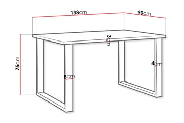 Imper Rektangulært Spisebord 138 cm med Valnød- og Metaludseende - Sort|Brun - Møbler - Borde - Spisebord og køkkenbord