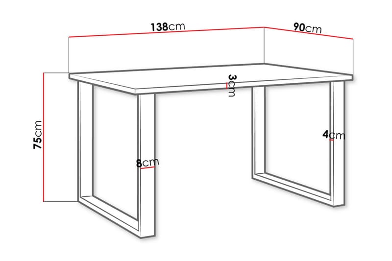 Imper Rektangulært Spisebord 138 cm med Valnød- og Metaludseende - Sort|Brun - Møbler - Borde - Spisebord og køkkenbord
