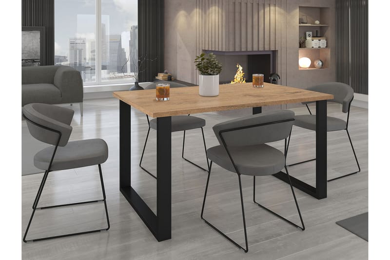 Imper spisebord 138 cm - Natur / sort - Spisebord og køkkenbord
