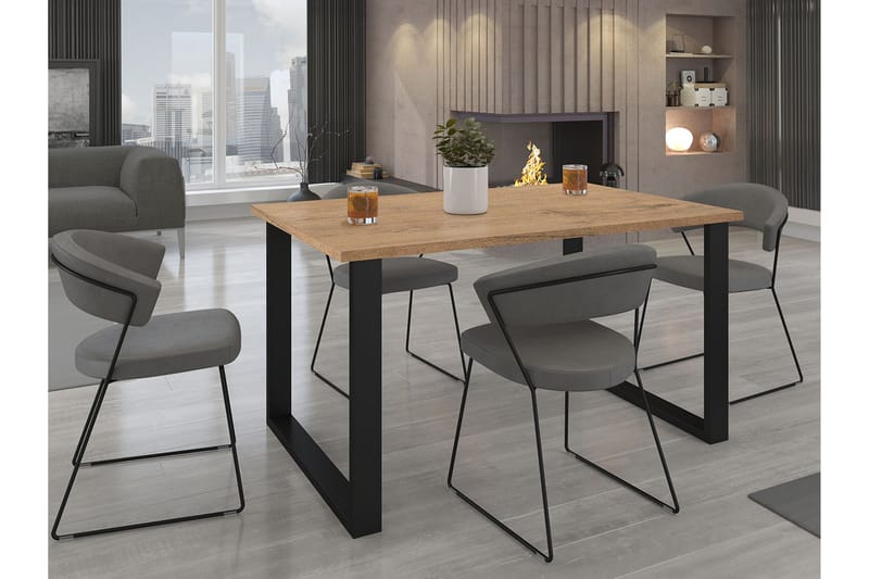Imper spisebord 138 cm - Natur / sort - Møbler - Borde - Spisebord og køkkenbord