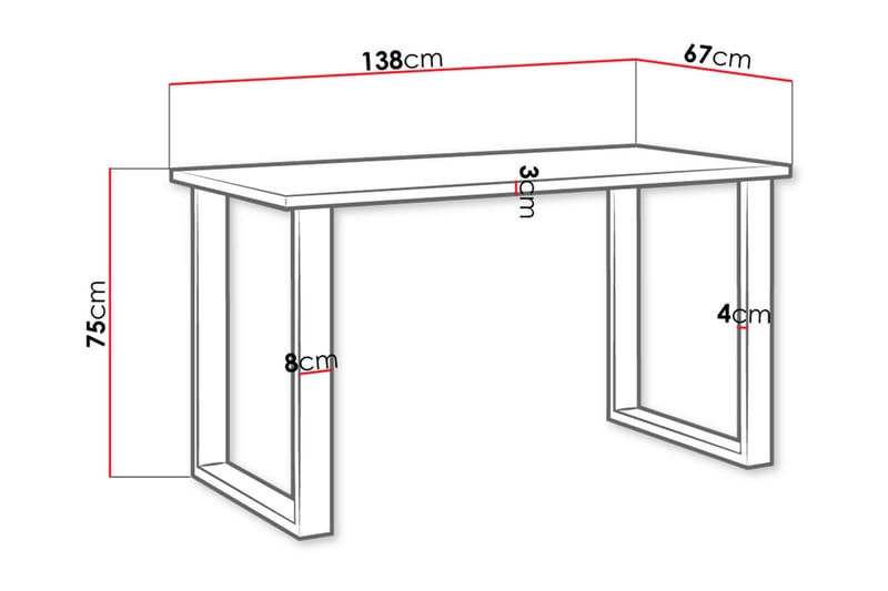 Imper spisebord 138 cm - Natur / sort - Møbler - Borde - Spisebord og køkkenbord