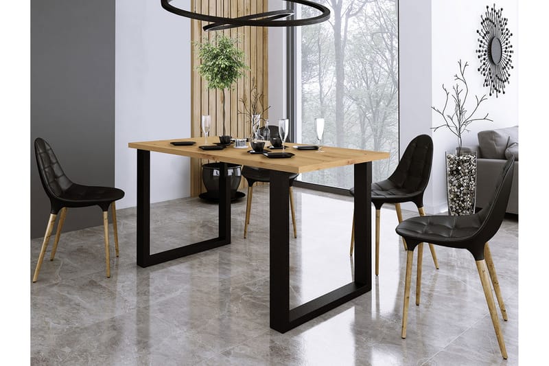 Imper spisebord 138 cm - Natur / sort - Møbler - Borde - Spisebord og køkkenbord