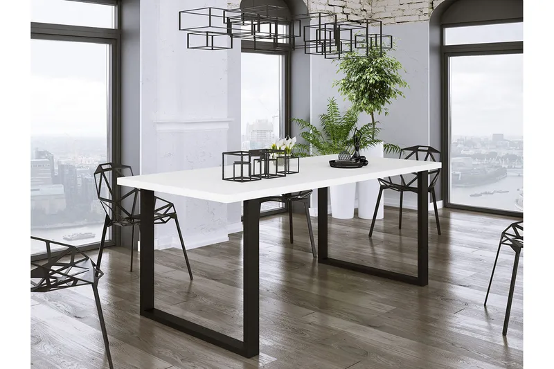 Imper spisebord 185 cm - Hvid / Sort - Møbler - Borde - Spisebord og køkkenbord