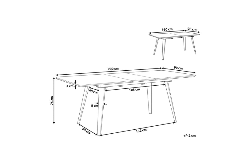 Ington Spisebord 200 cm - Sort - Møbler - Borde - Spisebord og køkkenbord