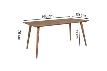 Iviana Rektangulært Spisebord 160 cm i Massivt Træ med Valnøddeudseende - Brun - Møbler - Borde - Spisebord og køkkenbord