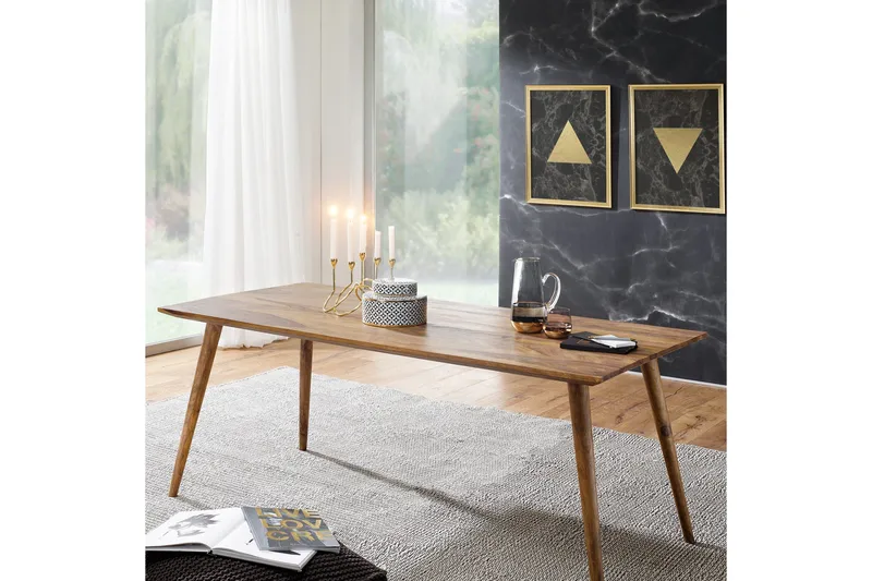 Iviana Rektangulært Spisebord 160 cm i Massivt Træ med Valnøddeudseende - Brun - Møbler - Borde - Spisebord og køkkenbord