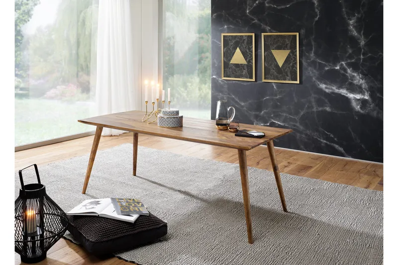 Iviana Rektangulært Spisebord 160 cm i Massivt Træ med Valnøddeudseende - Brun - Møbler - Borde - Spisebord og køkkenbord